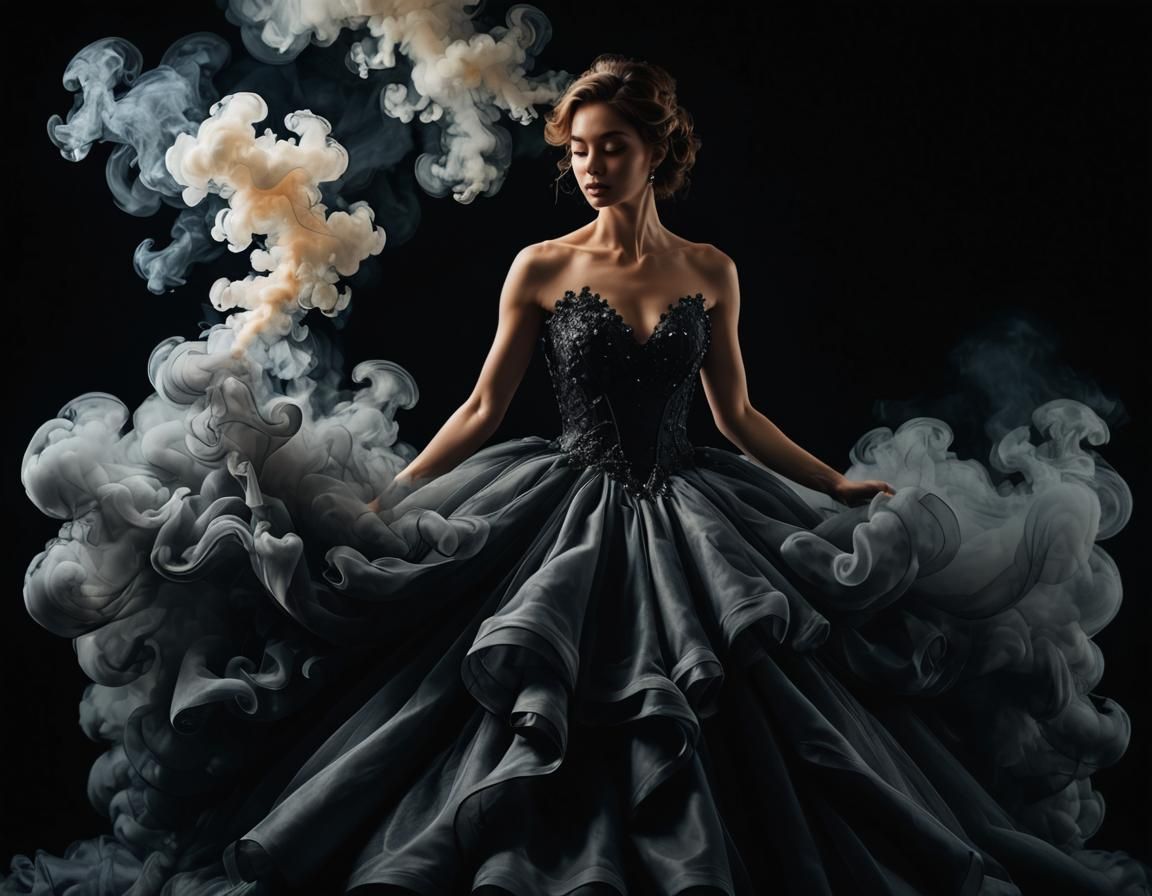 Billowing Smoke Ball Gown in Volumetric Lighting