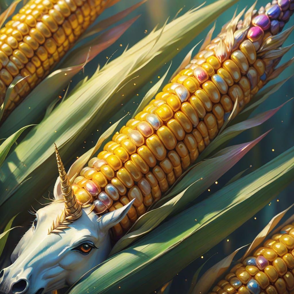 Glowing Unicorn-Corn Hybrid in a Fantasy Digital Painting