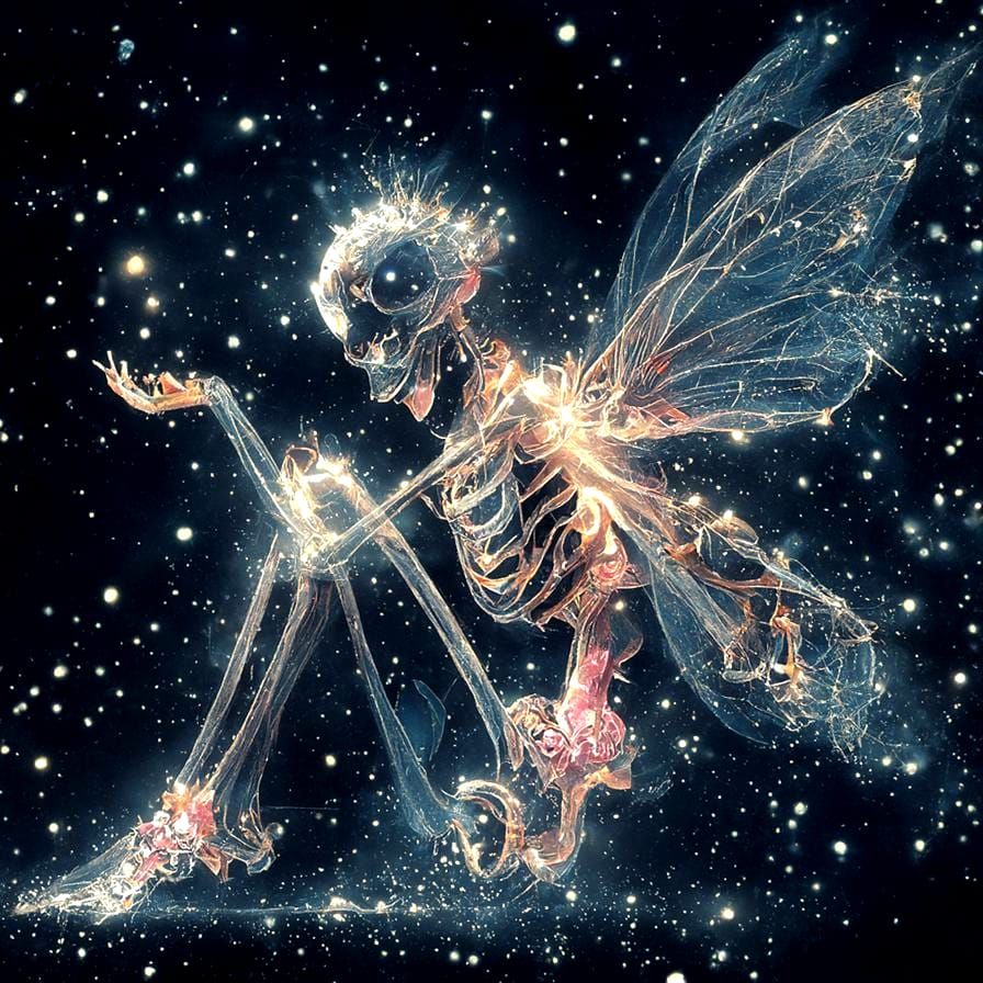 Sparkling Fairy Skeleton in Stardust Galaxy