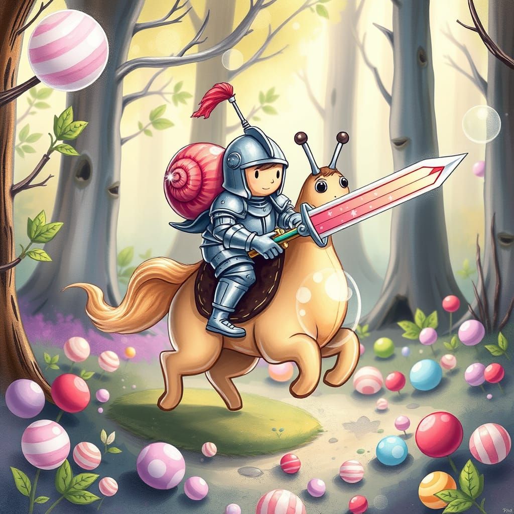 Snail Knight Rides Bubble Steed in Candy Forest