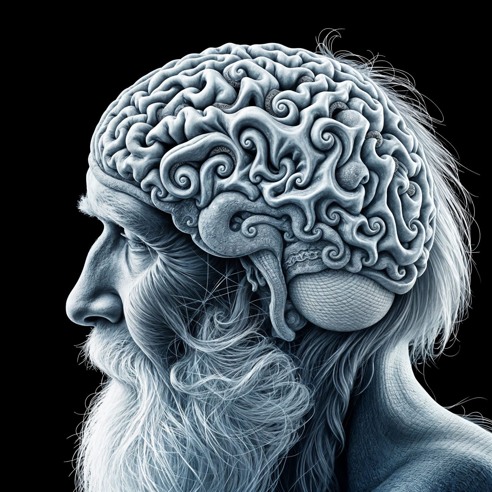 Fractured Mindscapes: A Close-Up of the Human Brain