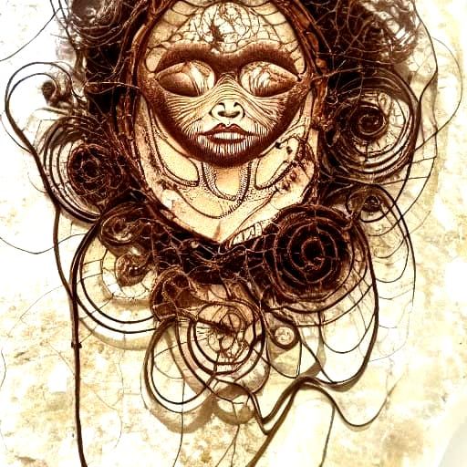 Surreal Alien Goddess Cradles Whimsical Baby in Cosmic Lands...