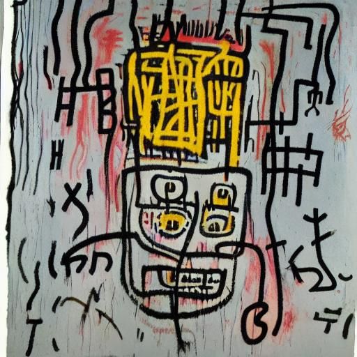 Shrunken Head Inspired by Basquiat and Dali