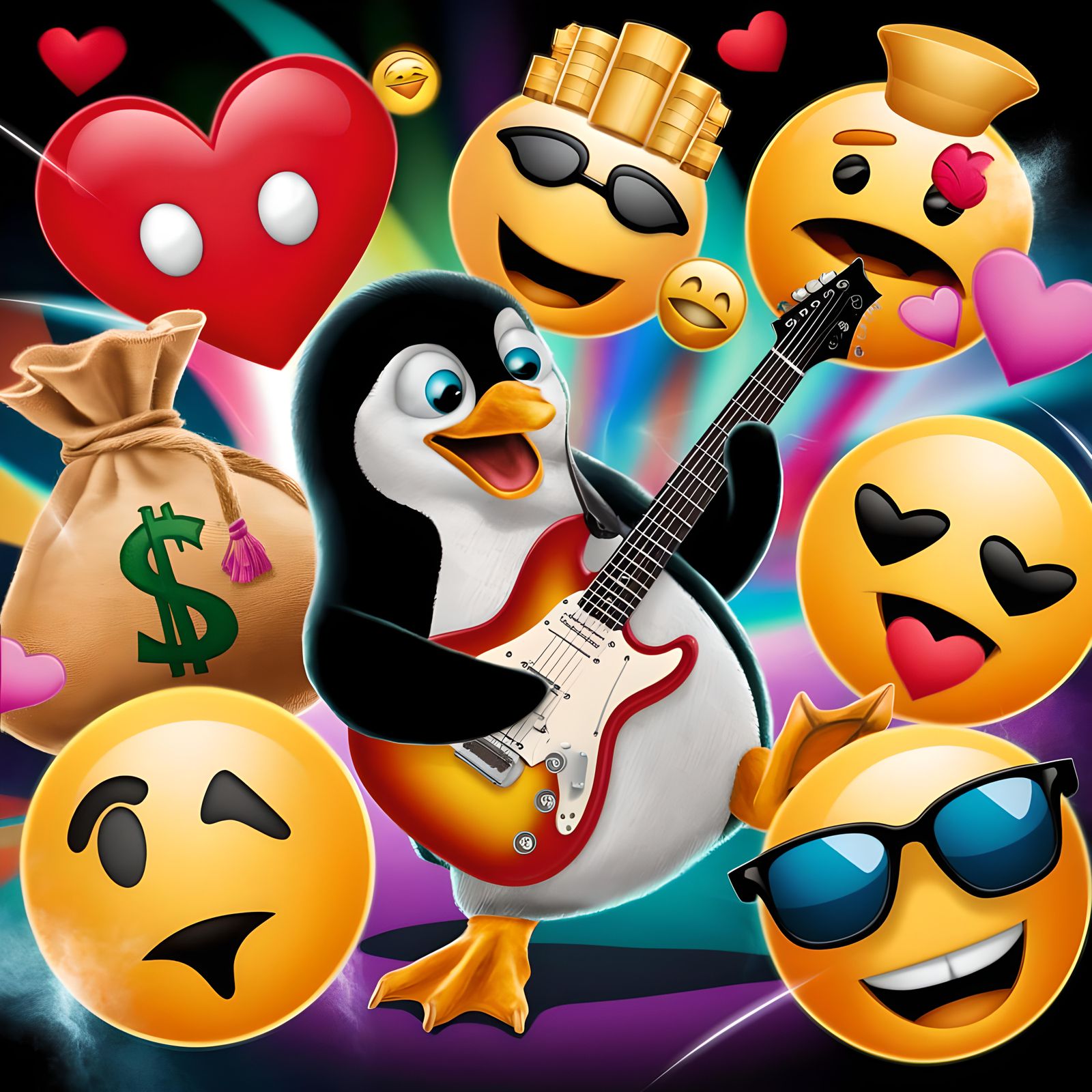 Penguin Rocks Out with Emojis