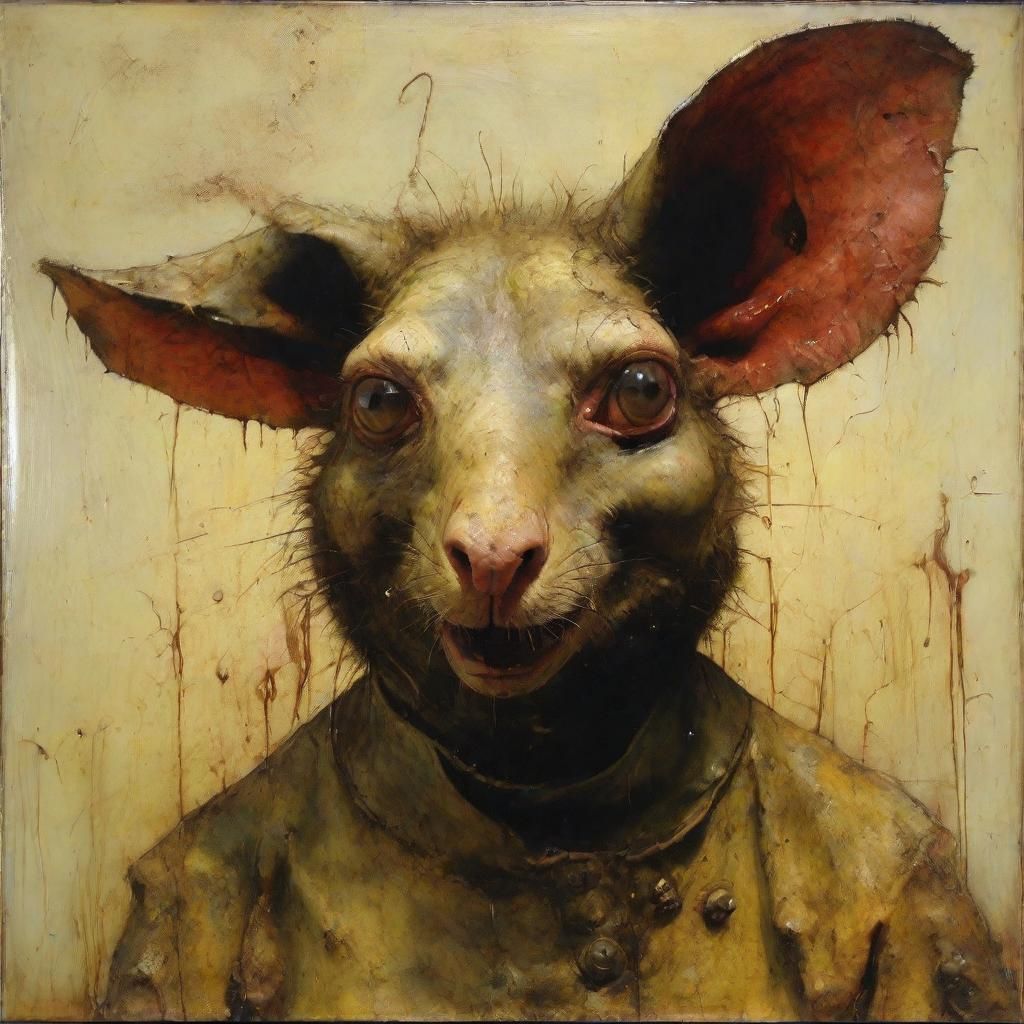 Distorted Kangaroo Portrait in Grisly Grimdark Style