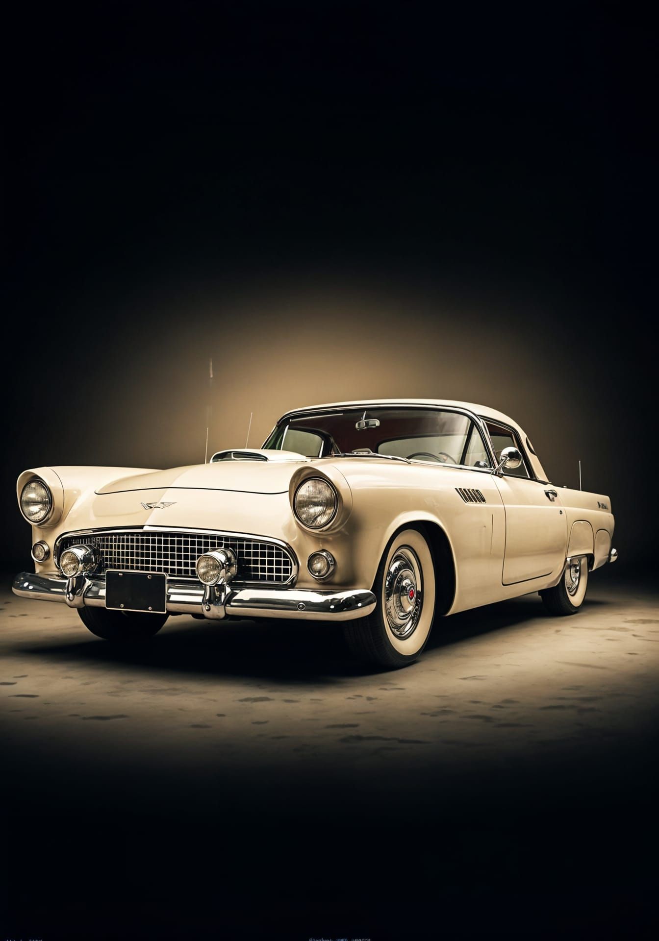 Golden Age Ford Thunderbird in Moody Film Noir Style
