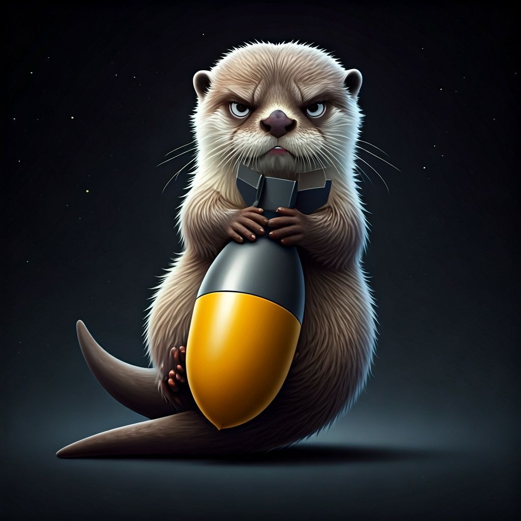Grumpy Otter Eating Bomb in Space