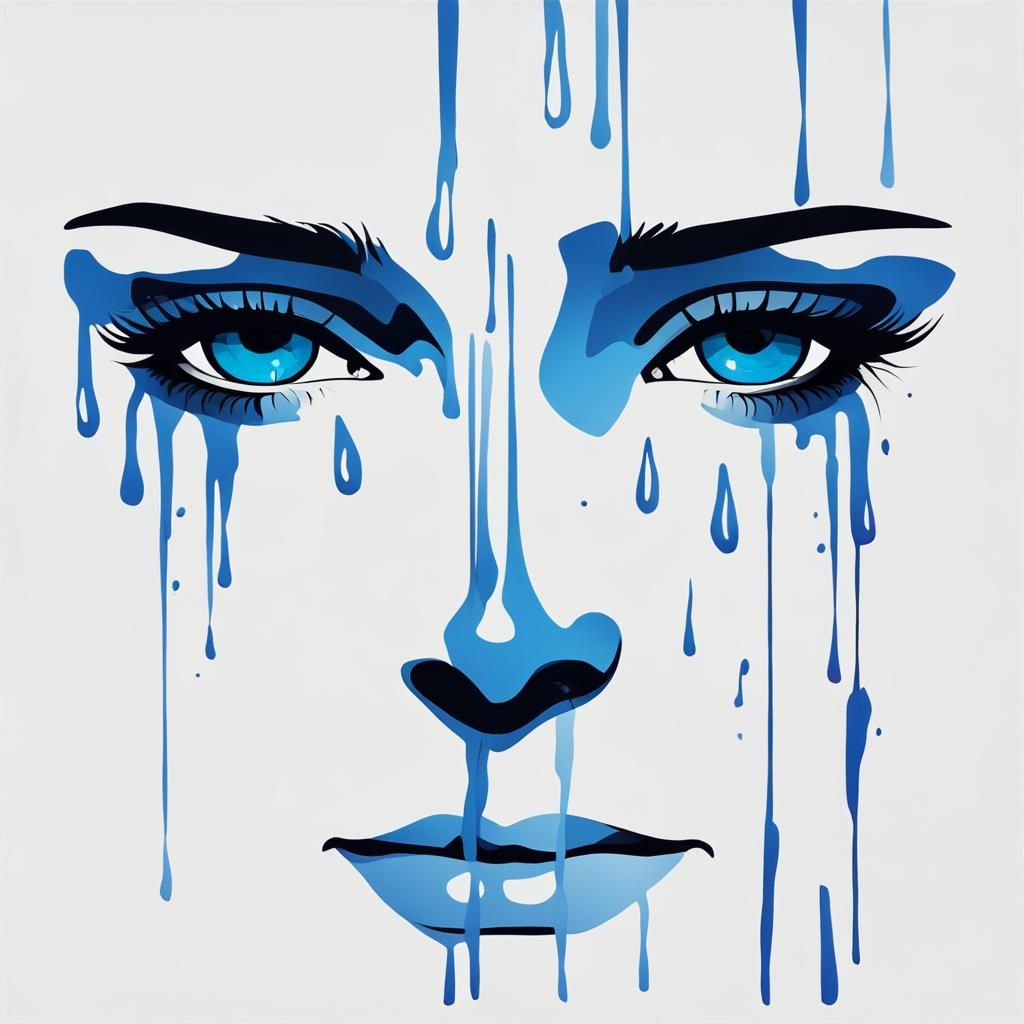 Elegant Silhouette Portrait of a Crying Woman