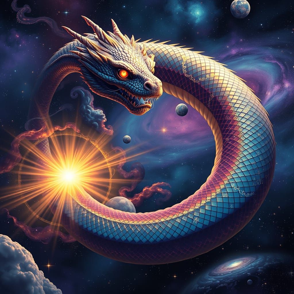 Celestial Serpent Envelops Binary Star System