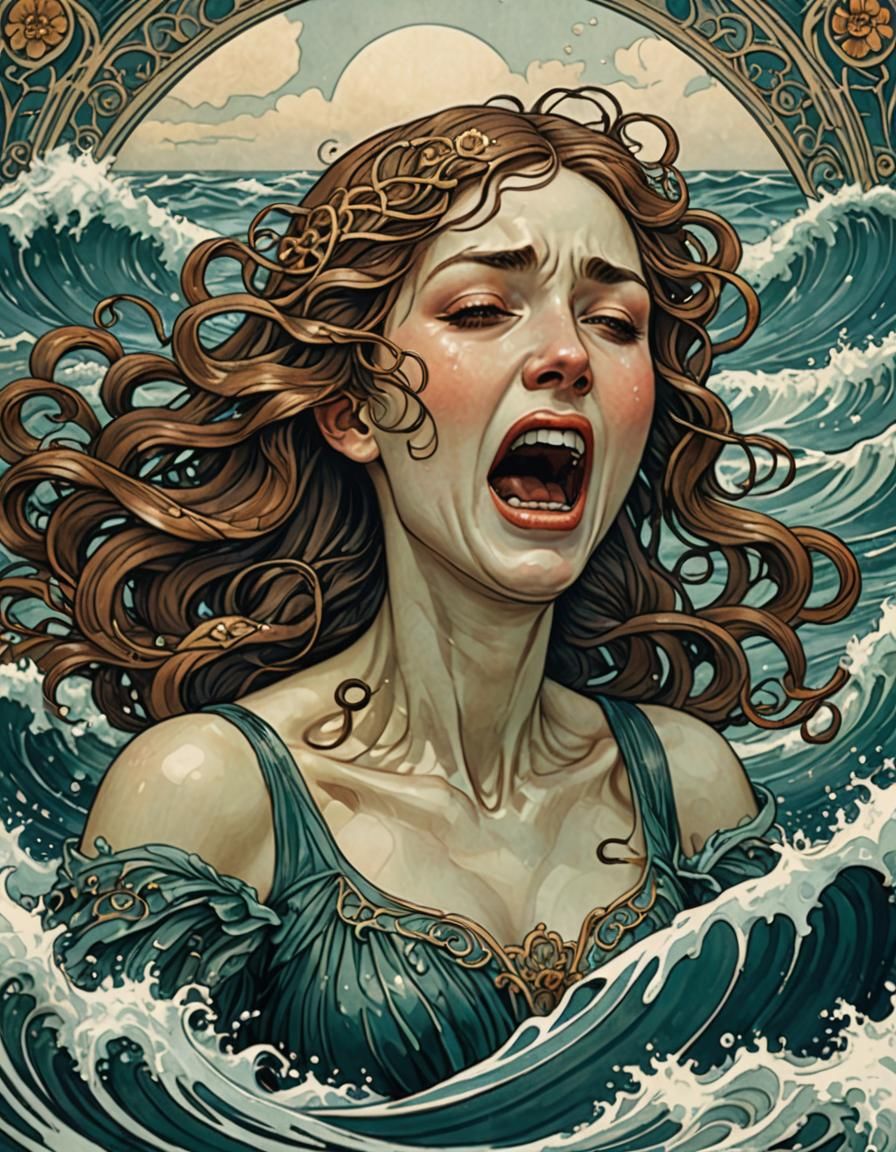 Art Nouveau Woman's Weeping Ocean Lament