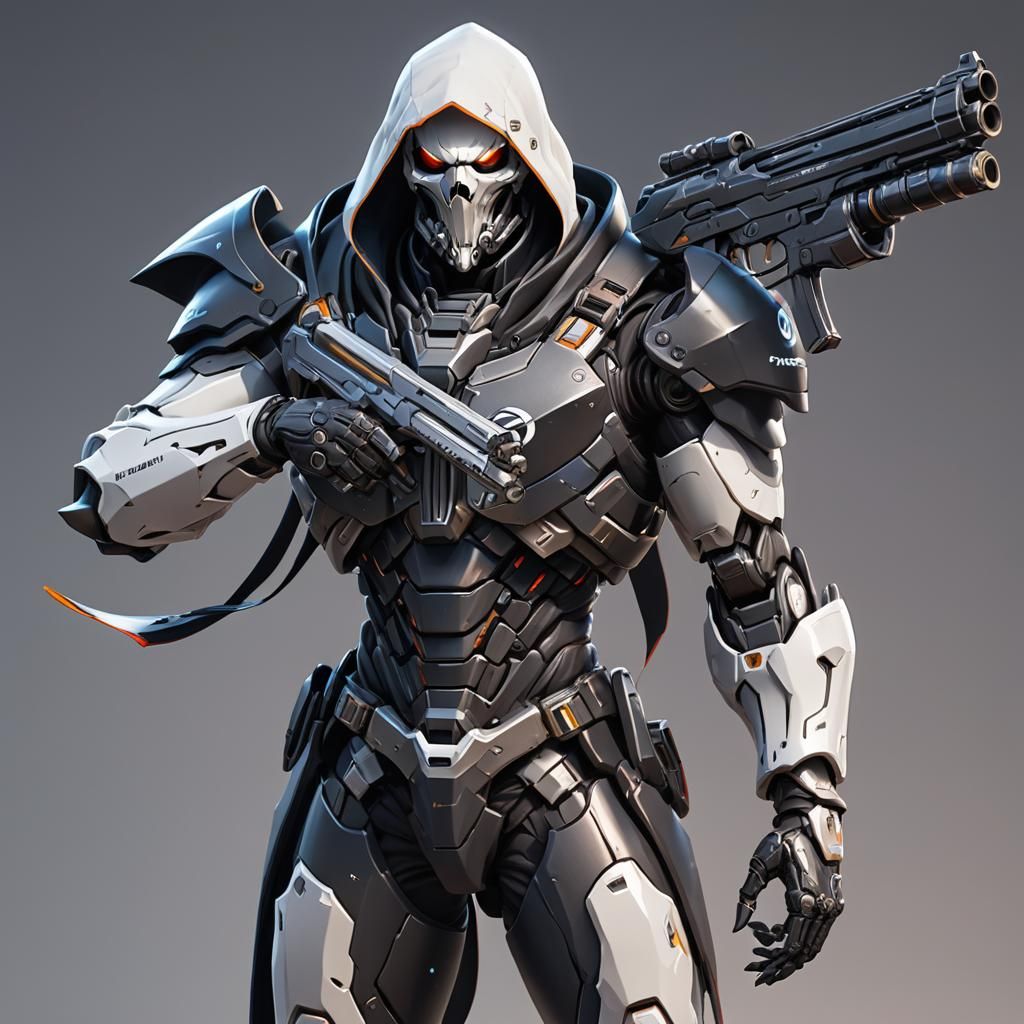 Reaper Overwatch Armor with Shotgun in Anime Style