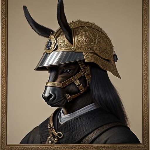 Donkey in Helmet During English Civil War