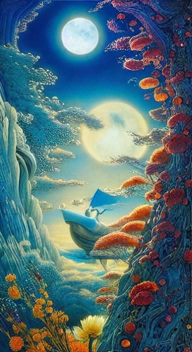 Woman in Upside Down Universe: Surreal Art