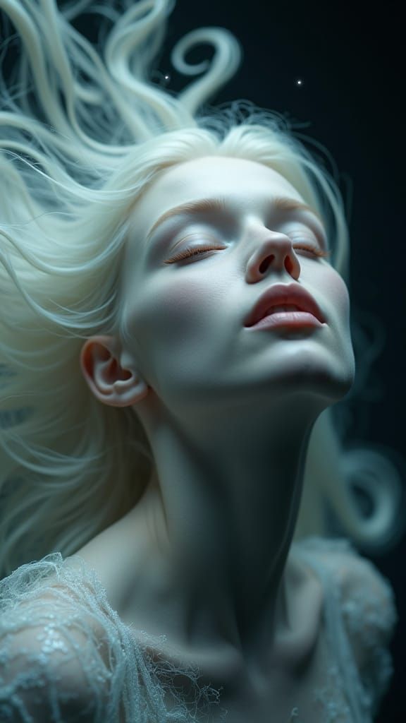 Celestial Albino Goddess in Eternal Silence