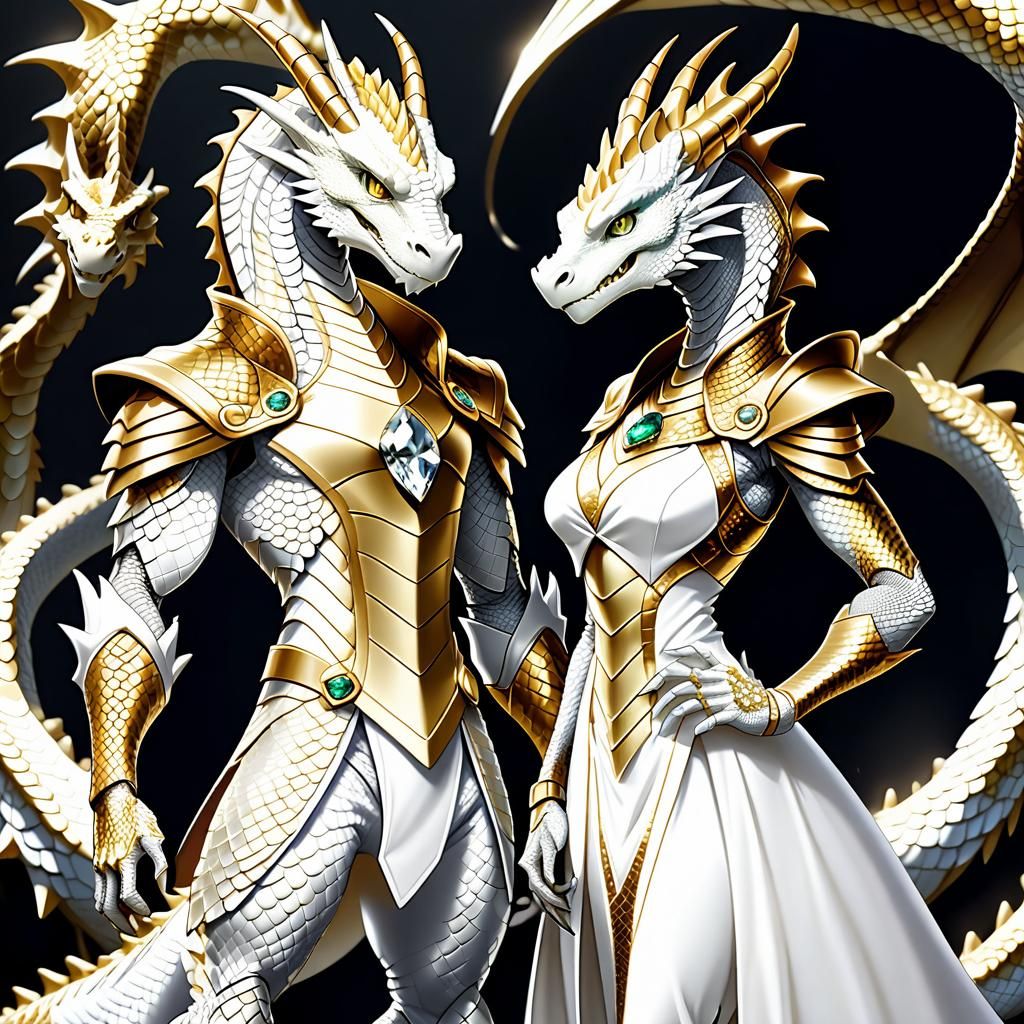 Dragon Humanoids in Anime Art Style