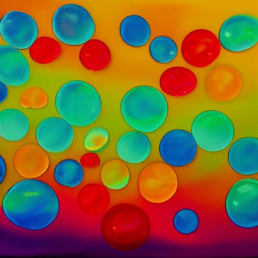 Rainbow Bubbles in Oil Paint Style