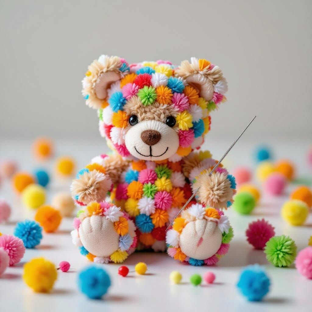 Adorable Pom Pom Teddy Bear Crafting