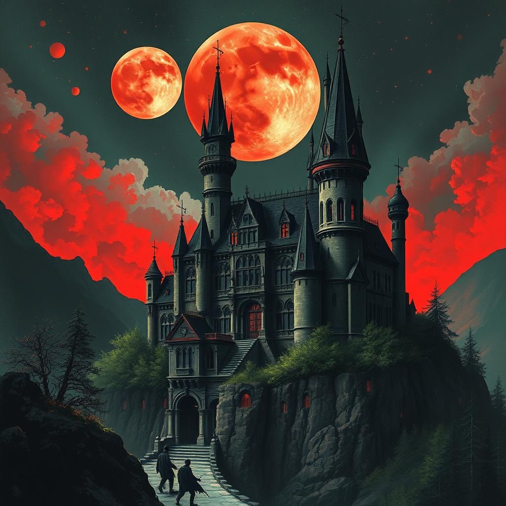 Dracula's Castle: A Cinematic Horror Illustration