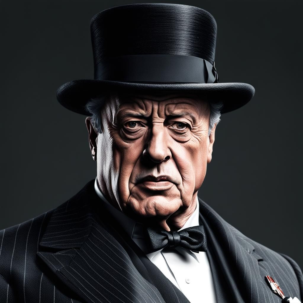 Realistic Sylvester Stallone as Winston Churchill