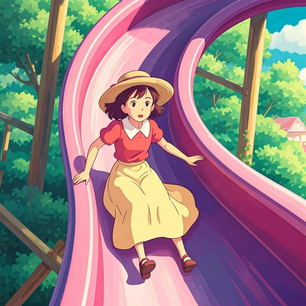 Shizuku Tsukishima Slides in Studio Ghibli Style