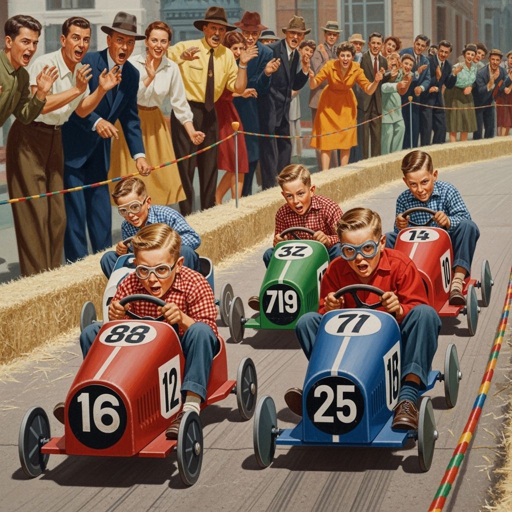 Soapbox Derby Race, 1958, in Norman Rockwell Style