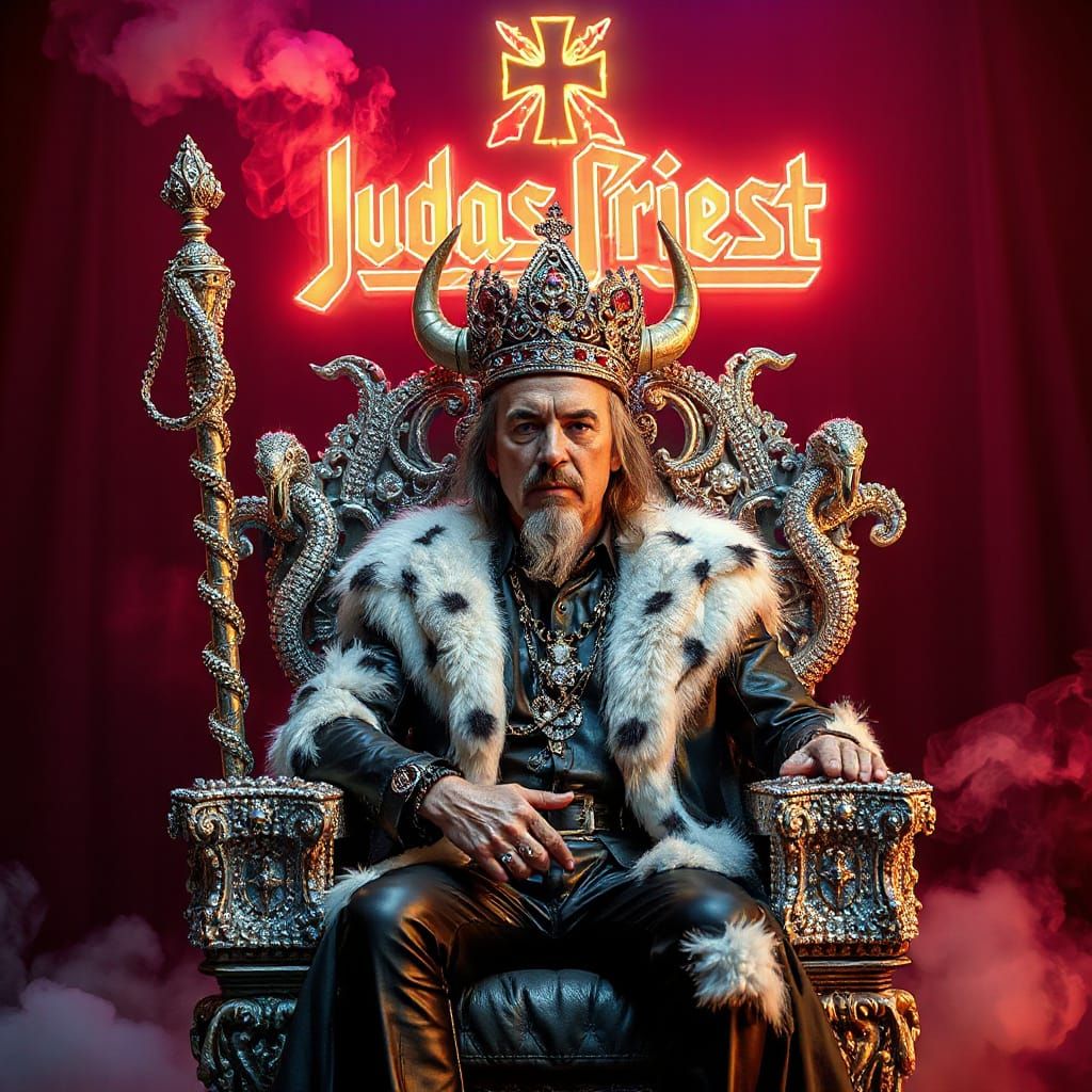 Rob Halford with Gemstone and Bull Horn Crowns in King Robes