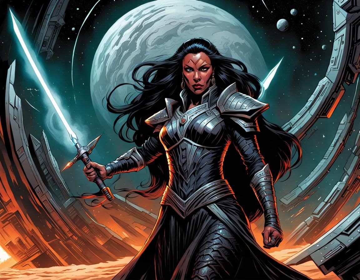 Klingon Woman Portrait in Comic Book Style