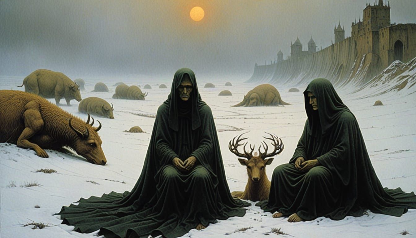 Surreal Dystopian Dreamscape in Dark, Moody Style