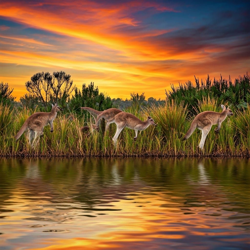 Kangaroos at Sunset: Australian Landscape Photography