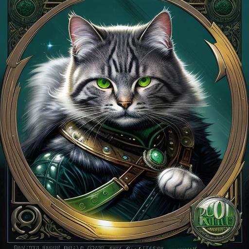 Silver Fur Cat in Comic Book Style