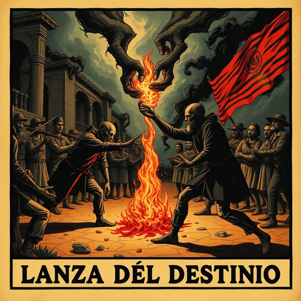 Surreal Duel: Mexican Folk Art Inspired Scene