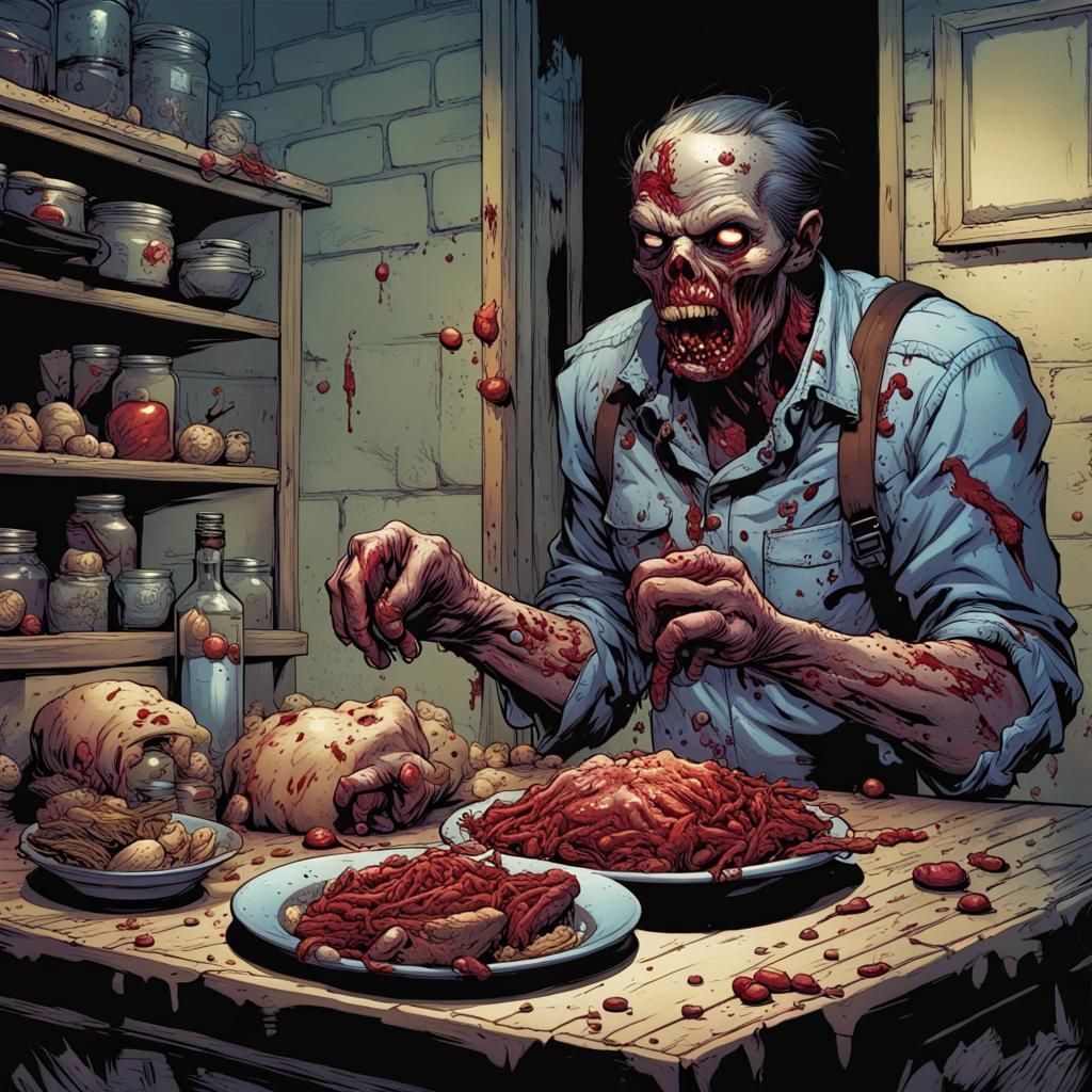 Hungry Zombie in Comic Book Art Style