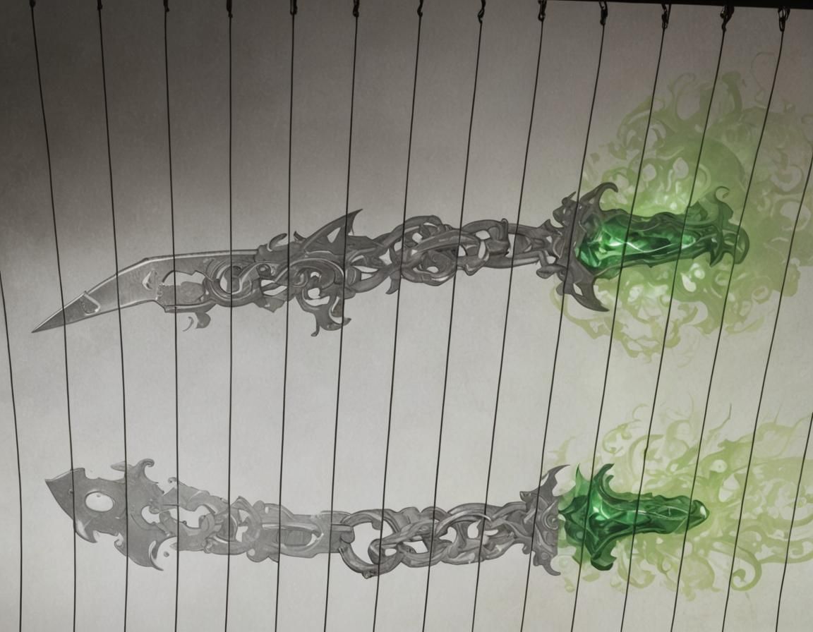 Emerald Knife on Chains in Art Nouveau Style