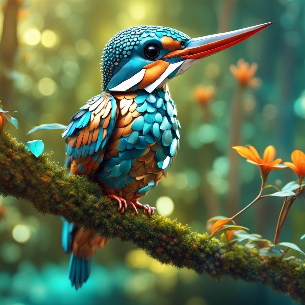 very cute robotic kingfisher bird