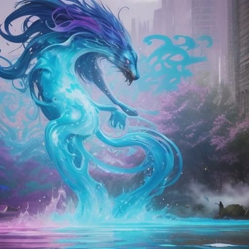 Colorful Polychromatic Graffiti Art with Melting Oil Gouache