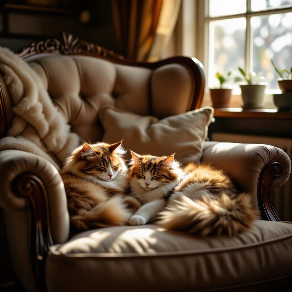 Cozy Cats Napping in a Vintage Room