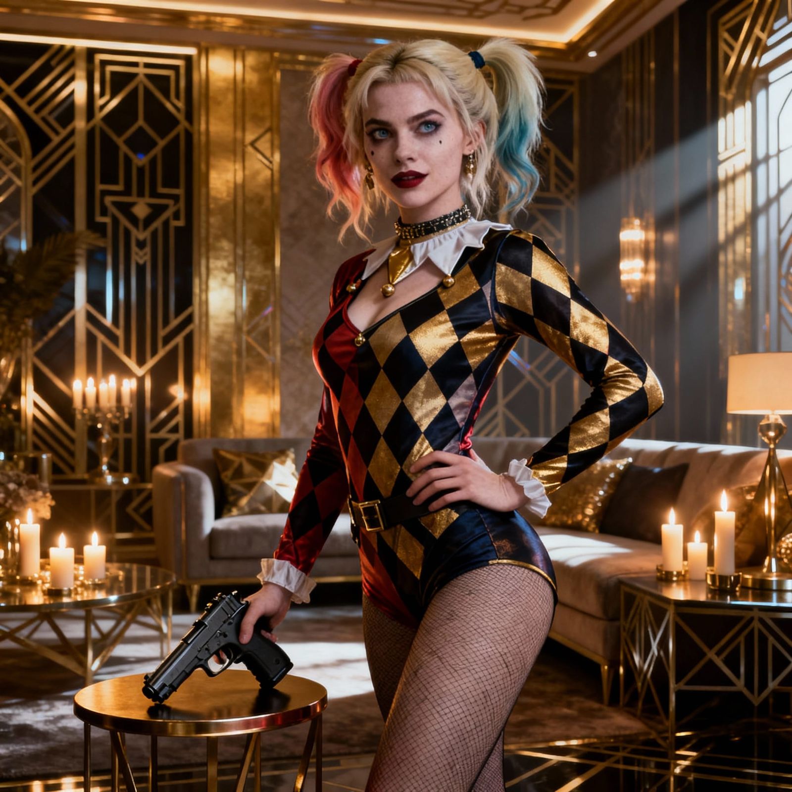 Harley Quinn in Modern Art Deco Style