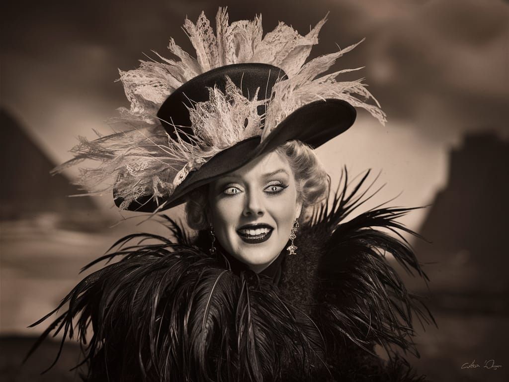 Vintage Photo of Woman in Elaborate Hat