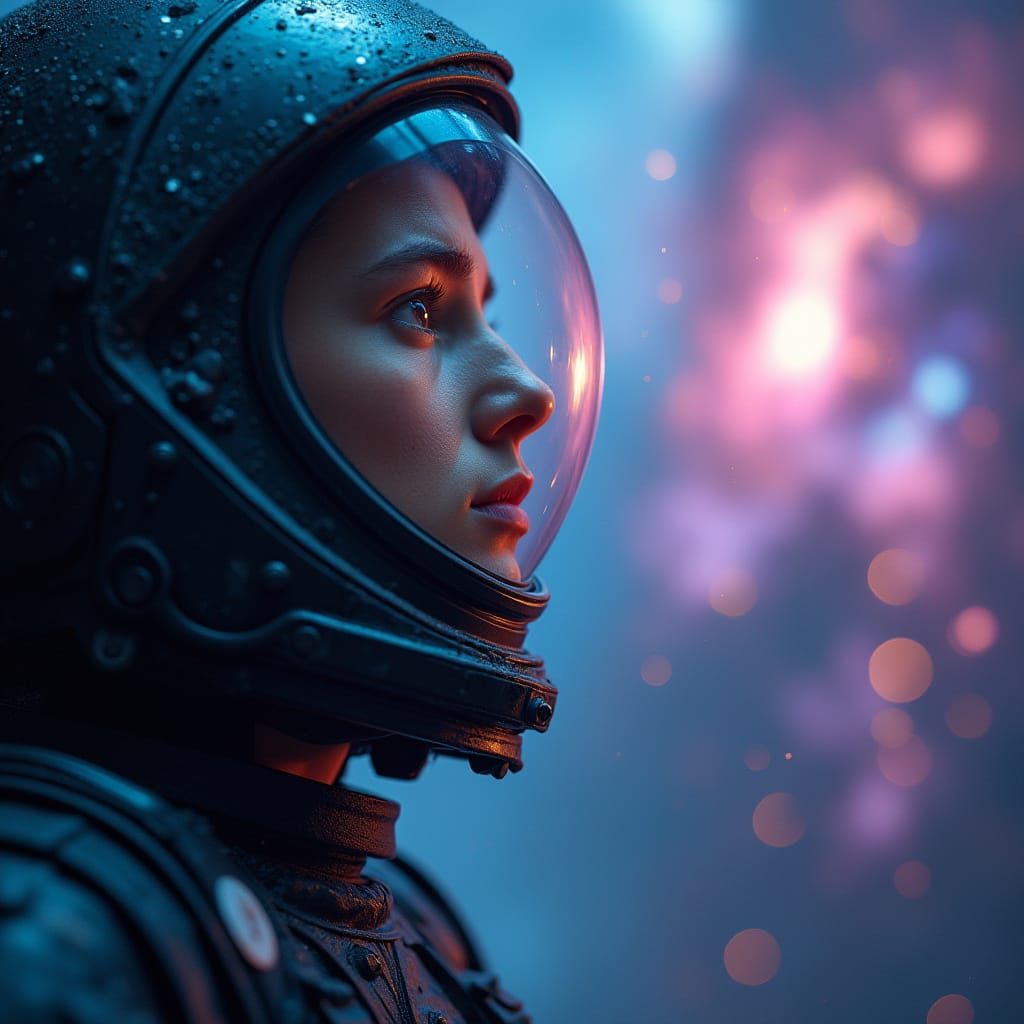 Astronaut Gazing at Nebula in Photorealistic Style