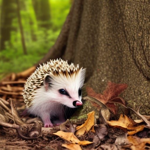 Baby Hedgehog in Magical Forest