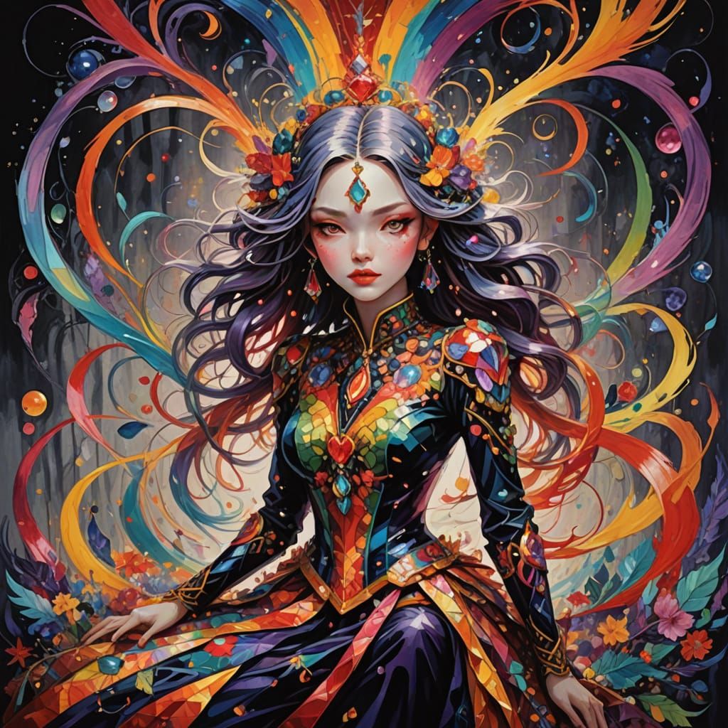 Dramatic Masterpiece in Vibrant Triadic Colors