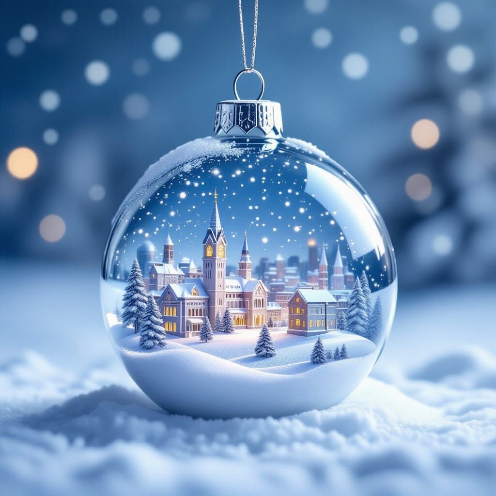 Snowy Winter City Clipart Christmas Bauble