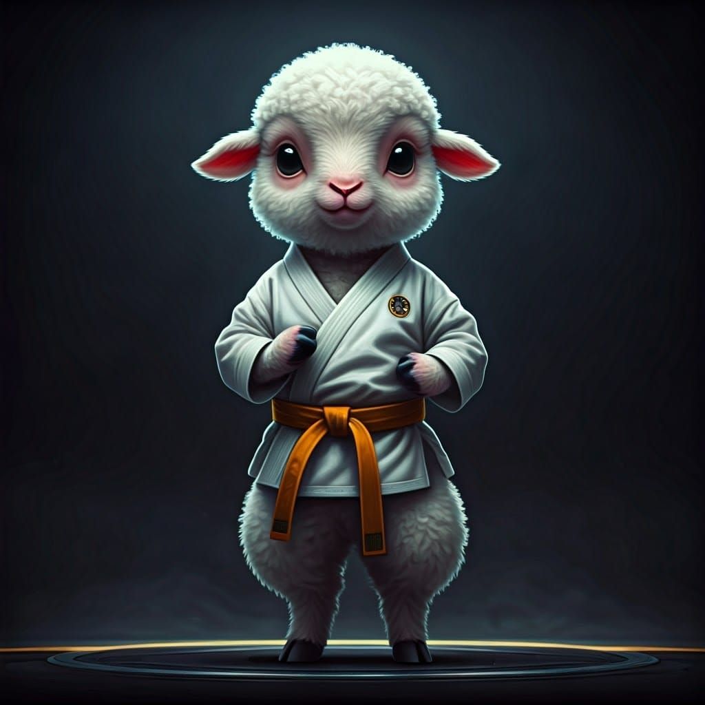 Stunning Cyberpunk Digital Art: Adorable Lamb Performs Karat...