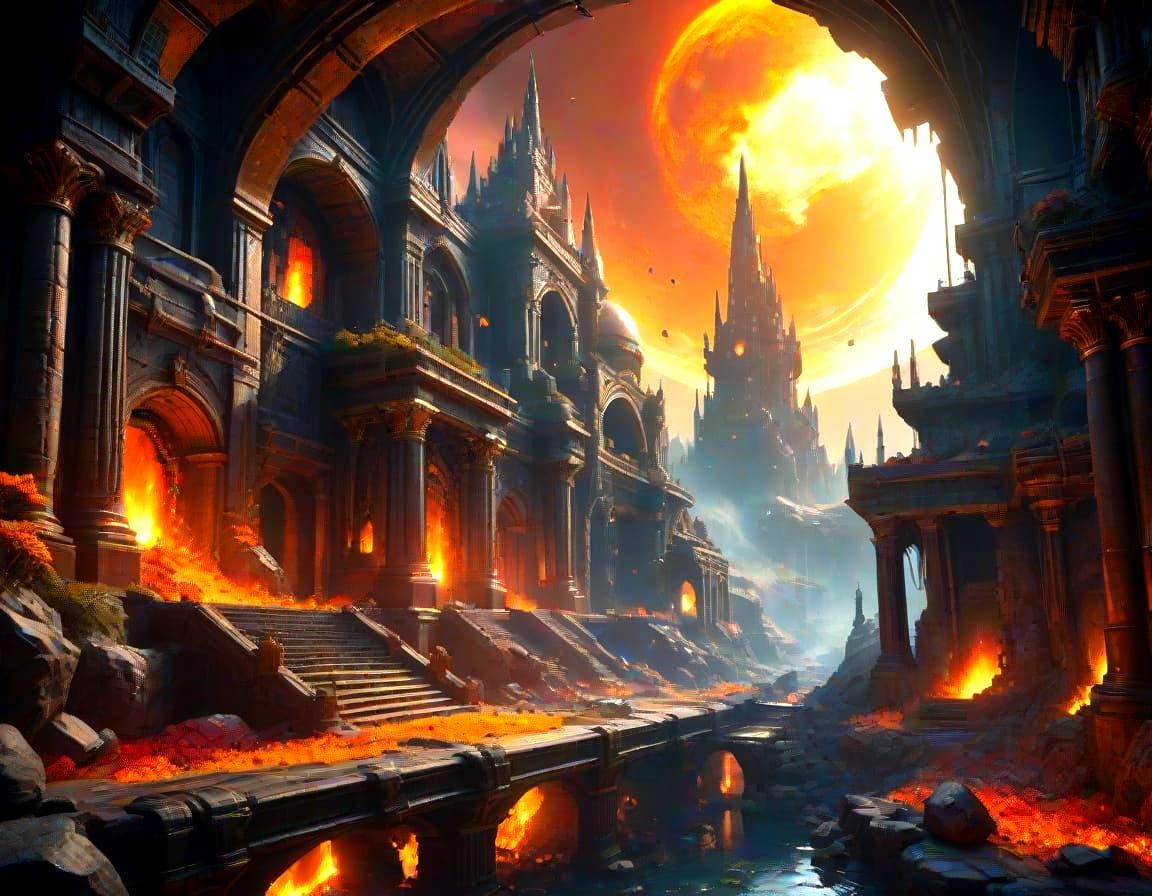 Exotic Underground Cityscape on Alien Planet