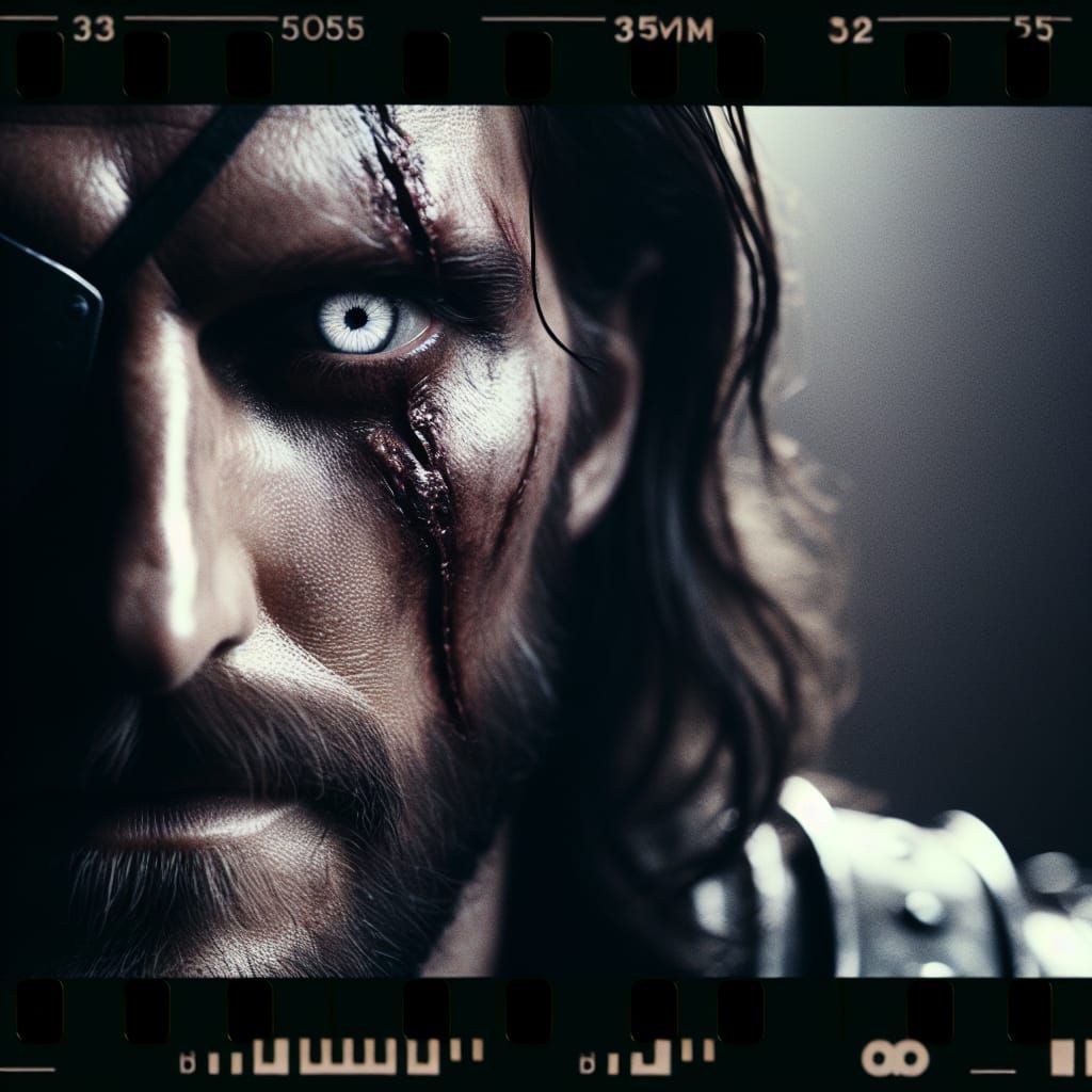 Cinematic Knight with Scar and White Eye