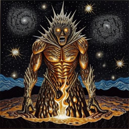 Molten Iron Starry Night: Abstract Expressionism