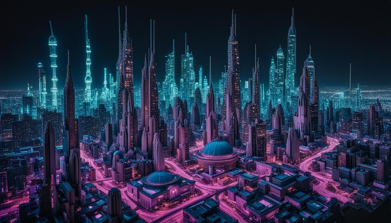 Vibrant Futuristic Metropolis: A Cinematic Night Cityscape