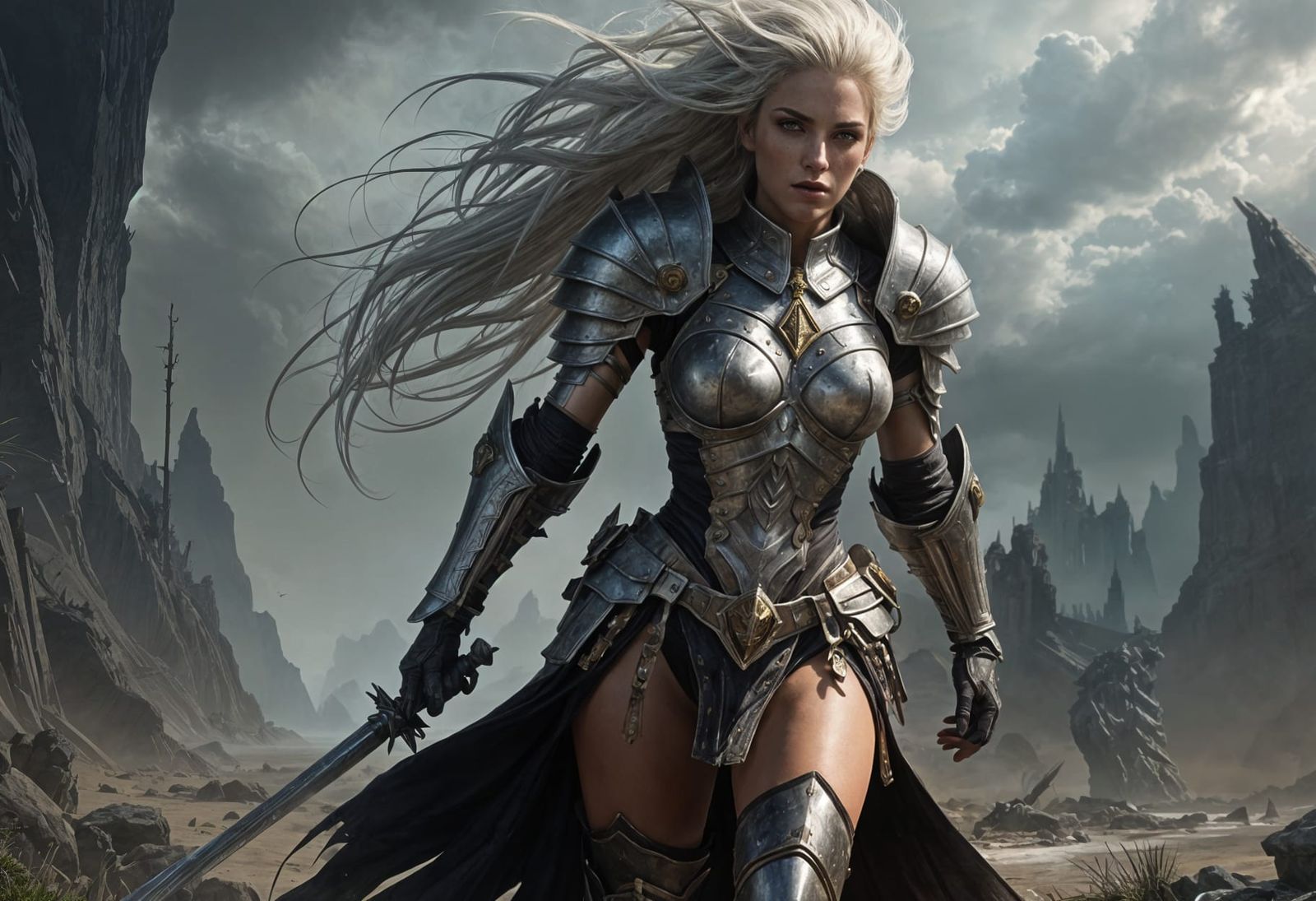 Epic Fantasy Warrior in Gleaming Armor