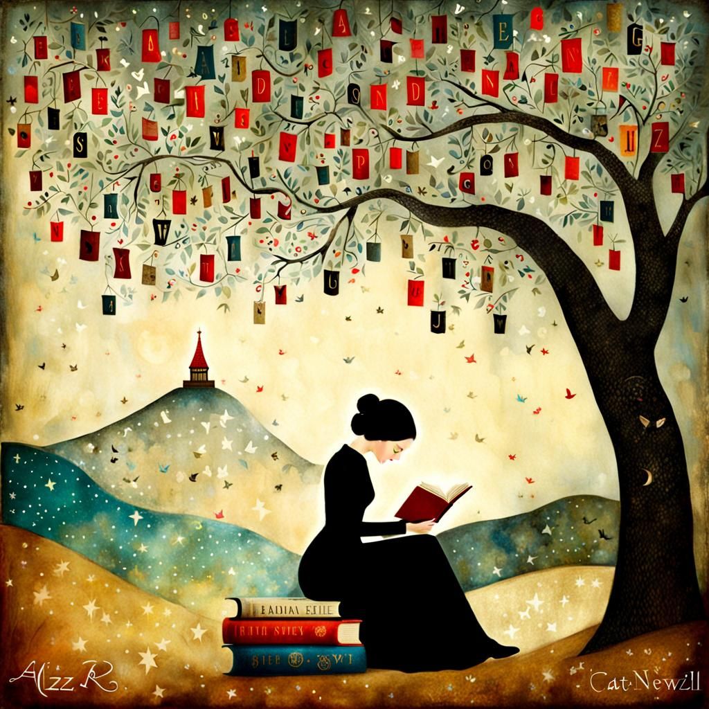 Reading Themed Image with Books and Letters