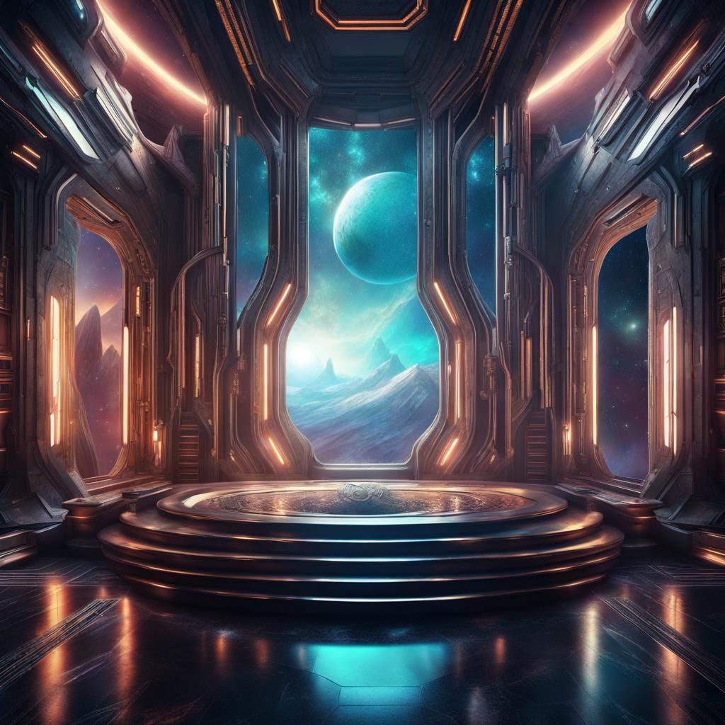 Futuristic Art Deco Throne Room in Deep Space